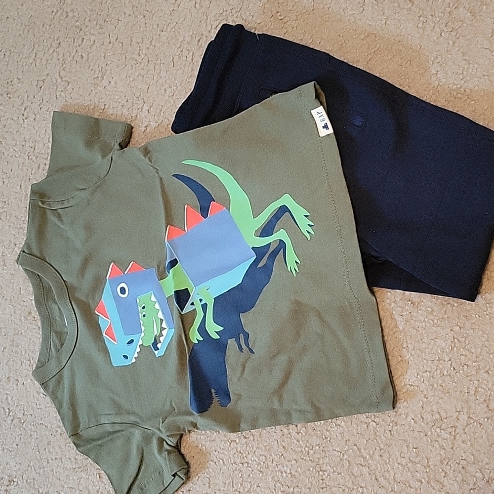 Baby Gap Boys Sweatpants and Dinosaur Tee Size 2